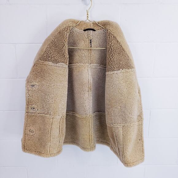 Vintage 80s Vakko Shearling Suede Coat Brown Hipster Coat Jacket Made In Romania - Picture 7 of 9